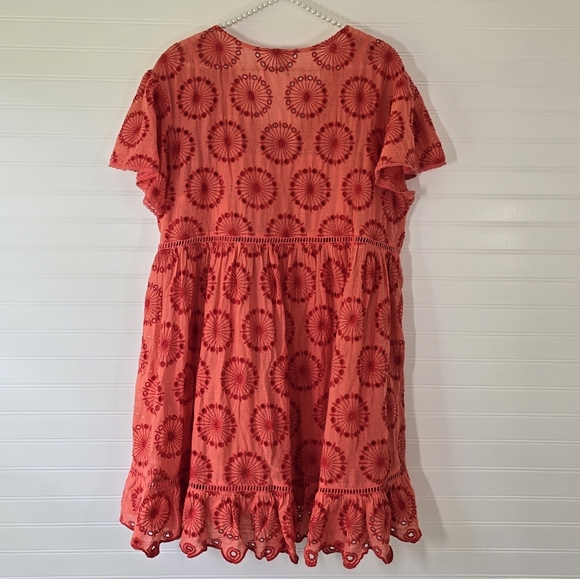 New Sundance Eyelet Flowy Aline V-neck Dress Large - Picture 3 of 6